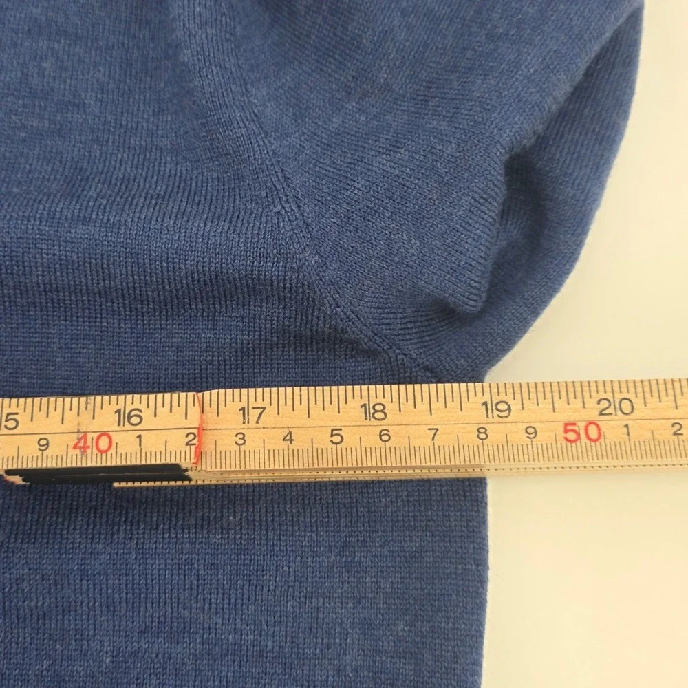 POLO RALPH LAUREN MERINO WOOL SWEATER MENS SMALL BLUE V NECK WASHABLE PREPPY